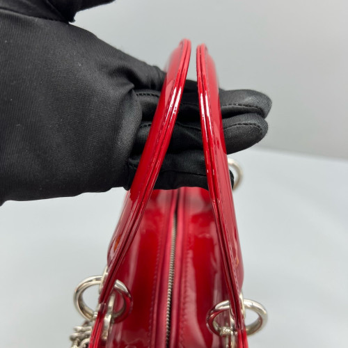 Dior Medium Lady Dior Patent Calfskin Red