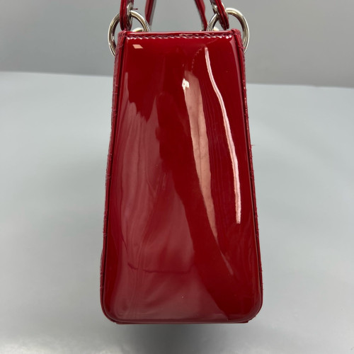 Dior Medium Lady Dior Patent Calfskin Red