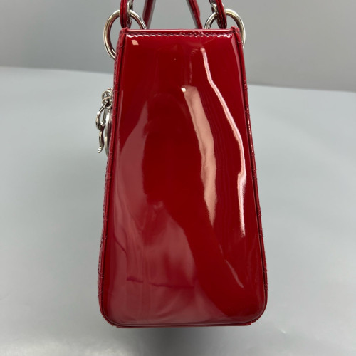 Dior Medium Lady Dior Patent Calfskin Red
