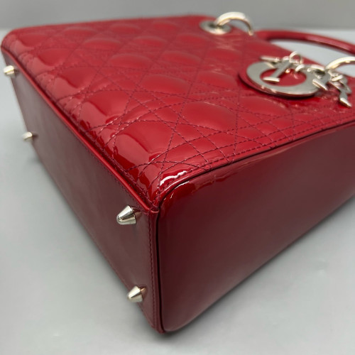 Dior Medium Lady Dior Patent Calfskin Red