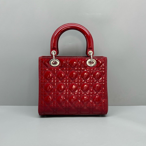 Dior Medium Lady Dior Patent Calfskin Red
