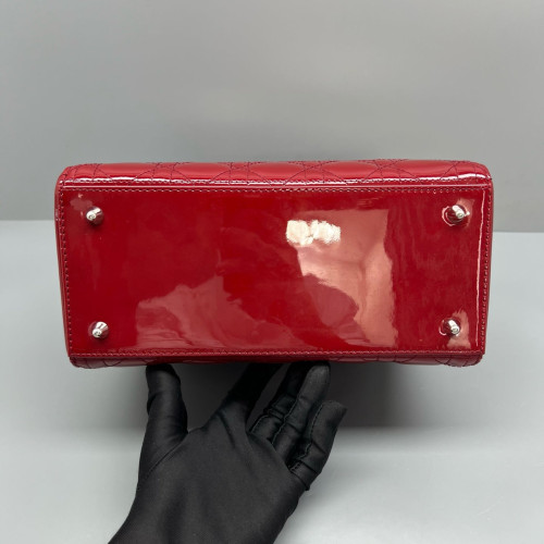 Dior Medium Lady Dior Patent Calfskin Red