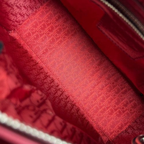 Dior Medium Lady Dior Patent Calfskin Red
