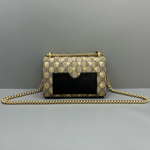 Gucci Small Padlock Shoulder Bag GG Supreme Monogram Brown Black