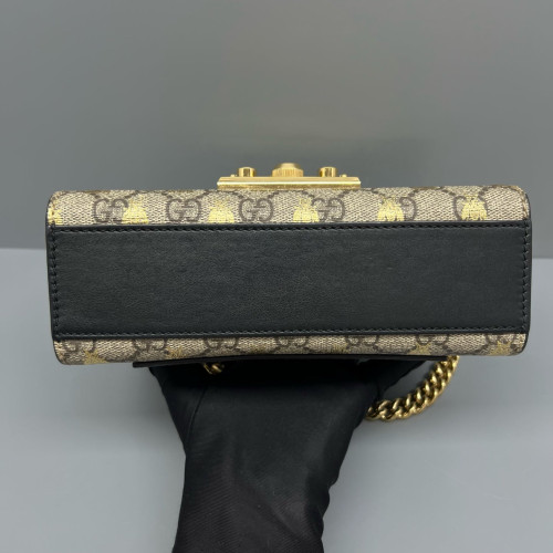 Gucci Small Padlock Shoulder Bag GG Supreme Monogram Brown Black