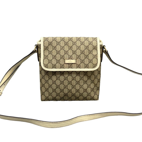 Gucci Crossbody Bag GG Supreme Monogram Beige Brown White