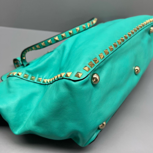 Valentino Rockstud Tote Bag Calfskin Green Valentino Rockstud Tote Bag Calfskin Green
