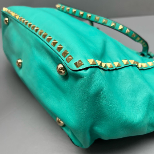 Valentino Rockstud Tote Bag Calfskin Green Valentino Rockstud Tote Bag Calfskin Green