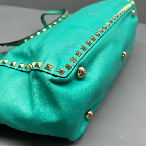 Valentino Rockstud Tote Bag Calfskin Green Valentino Rockstud Tote Bag Calfskin Green