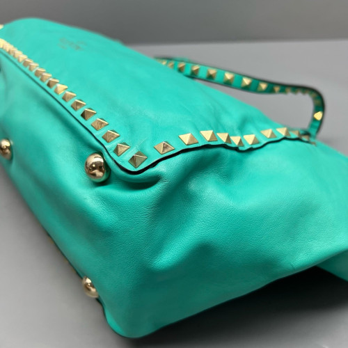 Valentino Rockstud Tote Bag Calfskin Green Valentino Rockstud Tote Bag Calfskin Green