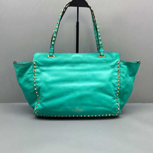 Valentino Rockstud Tote Bag Calfskin Green Valentino Rockstud Tote Bag Calfskin Green