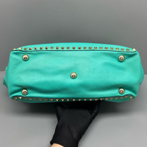 Valentino Rockstud Tote Bag Calfskin Green Valentino Rockstud Tote Bag Calfskin Green