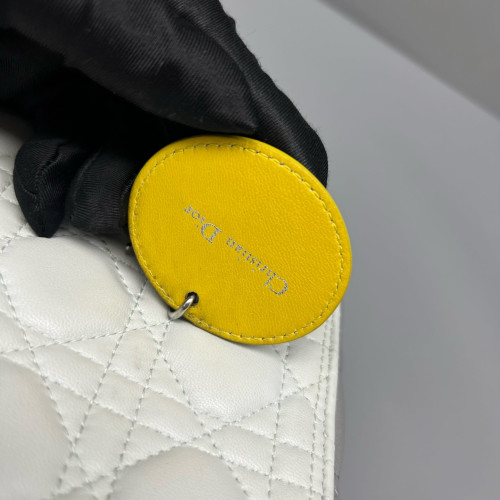 Dior Medium Lady Dior Calfskin Yellow Light Grey