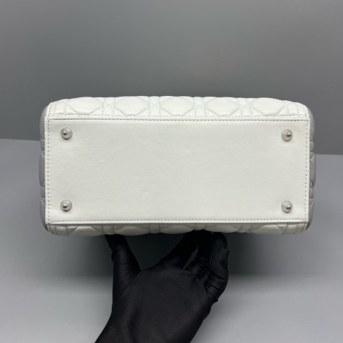 Dior Medium Lady Dior Calfskin Yellow Light Grey