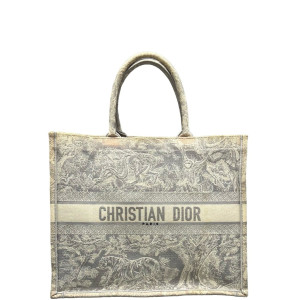 Dior Large Book Tote Canvas Grey White