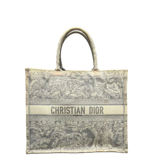 Dior Large Book Tote Canvas Grey White