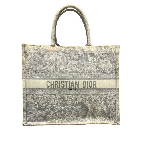 Dior Large Book Tote Canvas Grey White