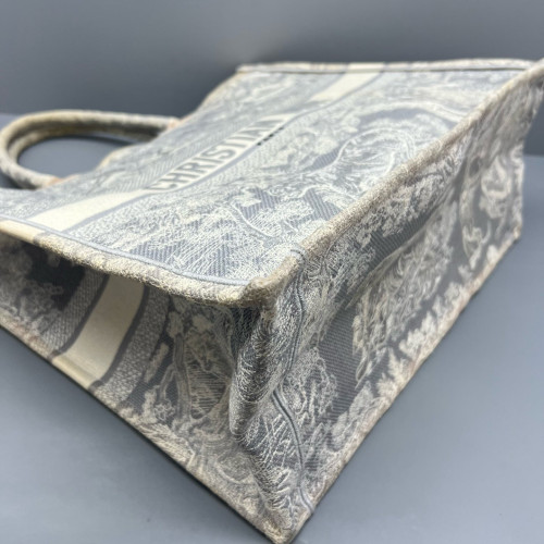 Dior Large Book Tote Canvas Grey White
