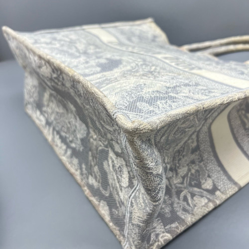 Dior Large Book Tote Canvas Grey White