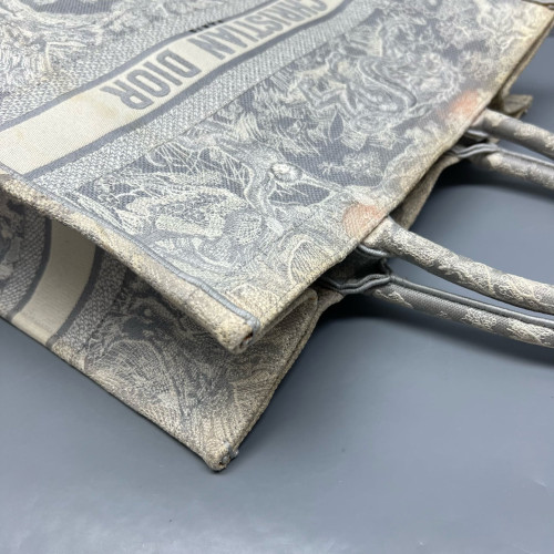 Dior Large Book Tote Canvas Grey White
