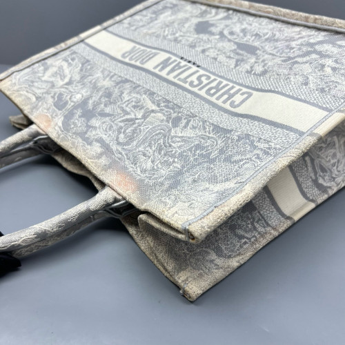 Dior Large Book Tote Canvas Grey White
