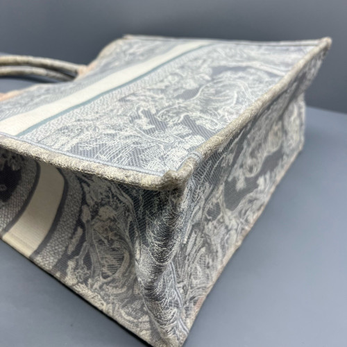 Dior Large Book Tote Canvas Grey White