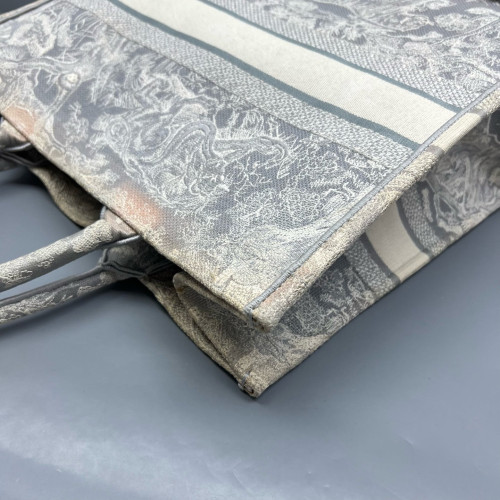 Dior Large Book Tote Canvas Grey White