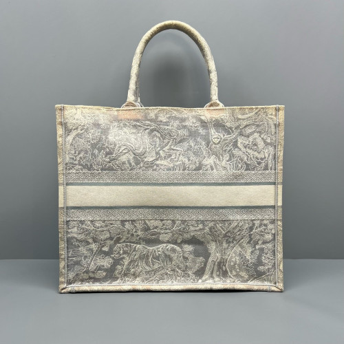 Dior Large Book Tote Canvas Grey White