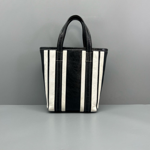 Balenciaga Small North-South Barber Shopper Tote Calfskin Black White Balenciaga Small North-South Barber Shopper Tote Calfskin Black White