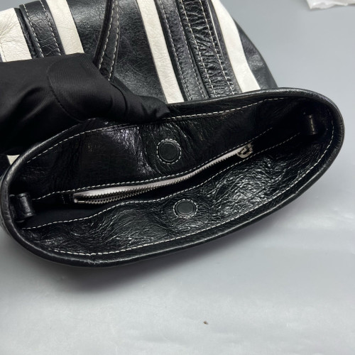 Balenciaga Small North-South Barber Shopper Tote Calfskin Black White Balenciaga Small North-South Barber Shopper Tote Calfskin Black White