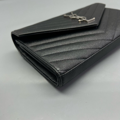 Yves Saint Laurent Medium Envelope Chain Wallet Caviar Black