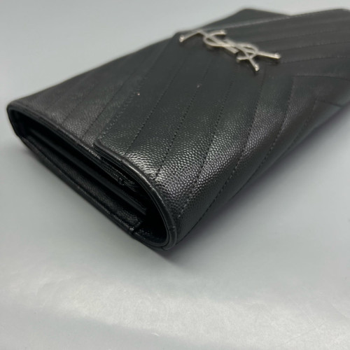 Yves Saint Laurent Medium Envelope Chain Wallet Caviar Black