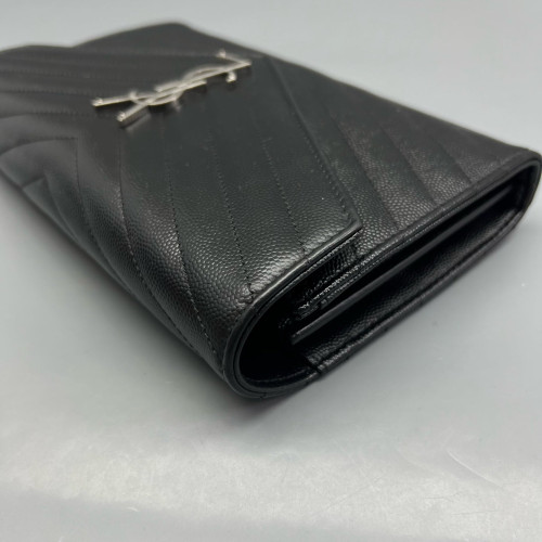 Yves Saint Laurent Medium Envelope Chain Wallet Caviar Black