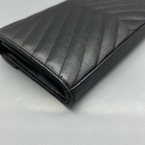 Yves Saint Laurent Medium Envelope Chain Wallet Caviar Black
