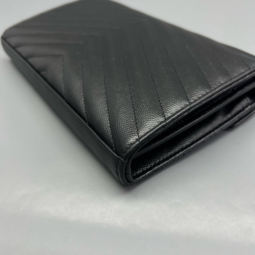 Yves Saint Laurent Medium Envelope Chain Wallet Caviar Black