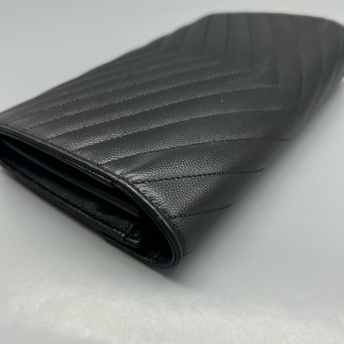Yves Saint Laurent Medium Envelope Chain Wallet Caviar Black