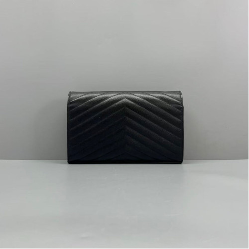 Yves Saint Laurent Medium Envelope Chain Wallet Caviar Black