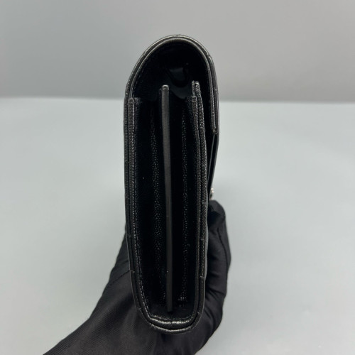 Yves Saint Laurent Medium Envelope Chain Wallet Caviar Black