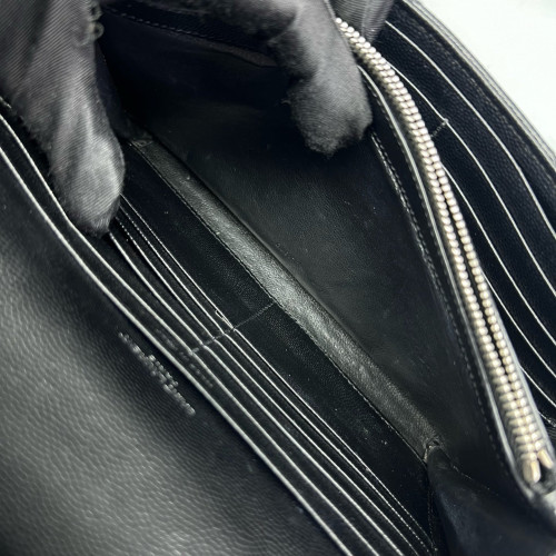 Yves Saint Laurent Medium Envelope Chain Wallet Caviar Black