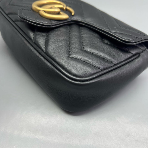 Gucci Super Mini GG Marmont Calfskin Black Gucci Super Mini GG Marmont Calfskin Black