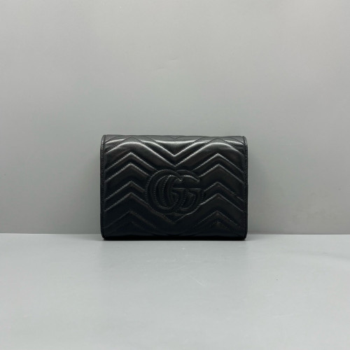 Gucci Matelasse GG Marmont Chain Wallet Calfskin Black