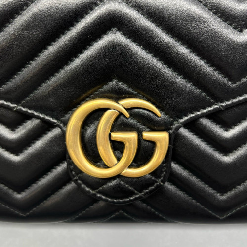 Gucci Matelasse GG Marmont Chain Wallet Calfskin Black