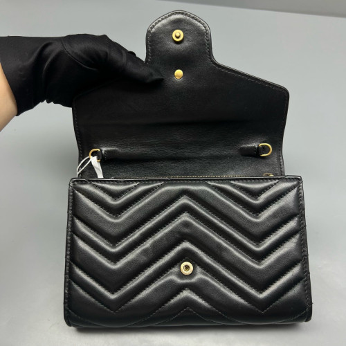 Gucci Matelasse GG Marmont Chain Wallet Calfskin Black