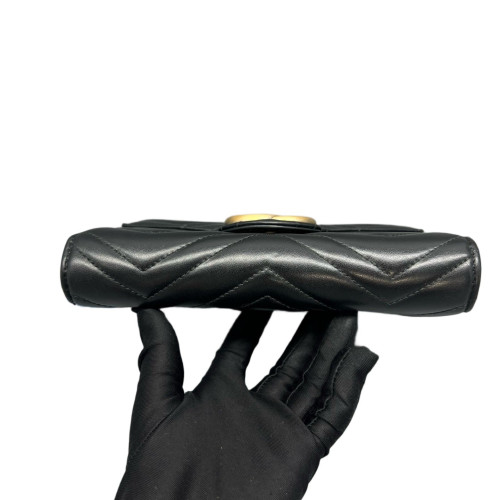 Gucci Matelasse GG Marmont Chain Wallet Calfskin Black