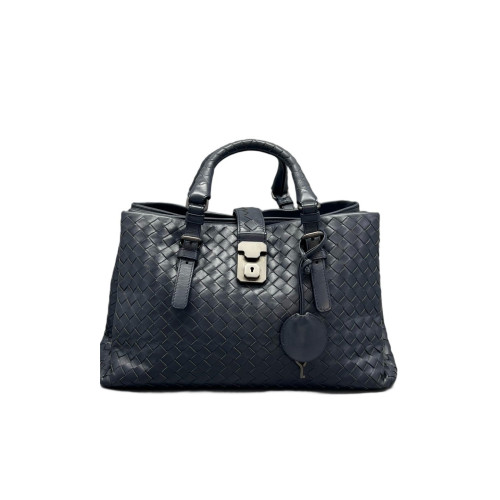 Bottega Veneta Medium Roma Tote Bag Calfskin Intrecciato Dark Blue Bottega Veneta Medium Roma Tote Bag Calfskin Intrecciato Dark Blue