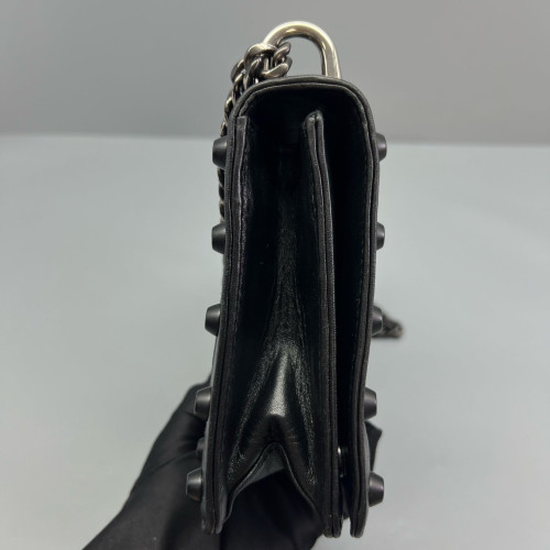 Miu Miu Studded Flap Bag Crumpled Lambskin Black