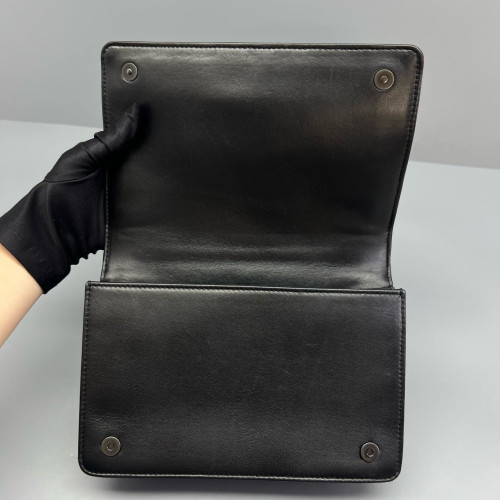 Miu Miu Studded Flap Bag Crumpled Lambskin Black
