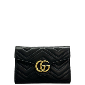 Gucci Matelasse GG Marmont Chain Wallet Calfskin Black