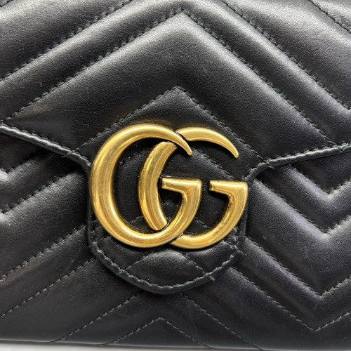 Gucci Matelasse GG Marmont Chain Wallet Calfskin Black Gucci Matelasse GG Marmont Chain Wallet Calfskin Black