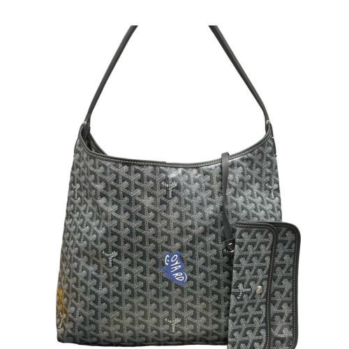 Goyard Boheme Hobo Goyardine Grey White
